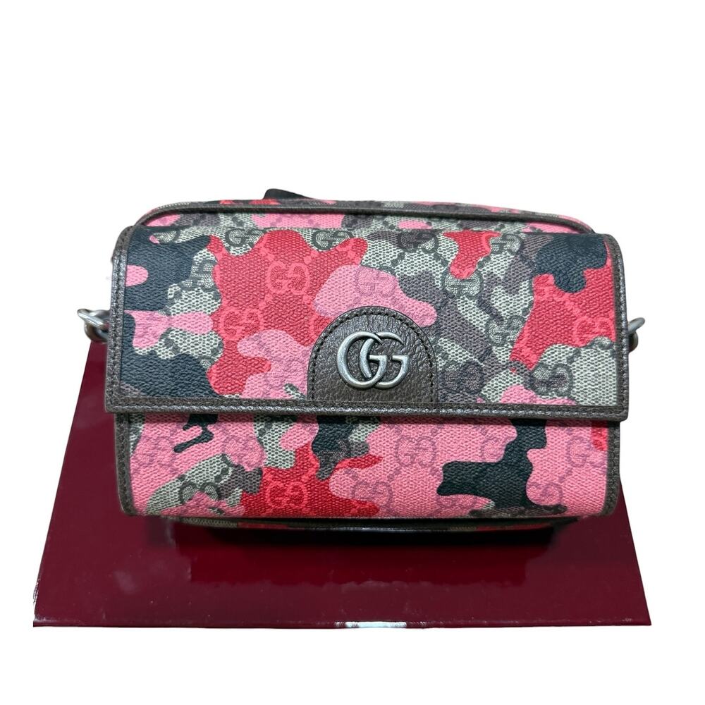 Gucci GG Supreme Pink Camo Crossbody Shoulder Bag Unisex Camoflauge - Picture 3 of 9